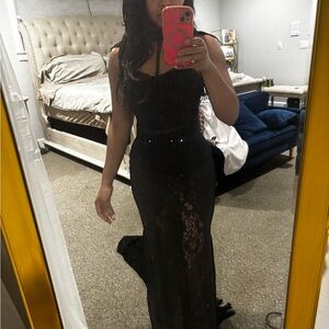Fashion Nova Black Lace Maxi Dress